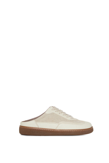MULE HAZE – beige mule sneakers from apple leather and linen