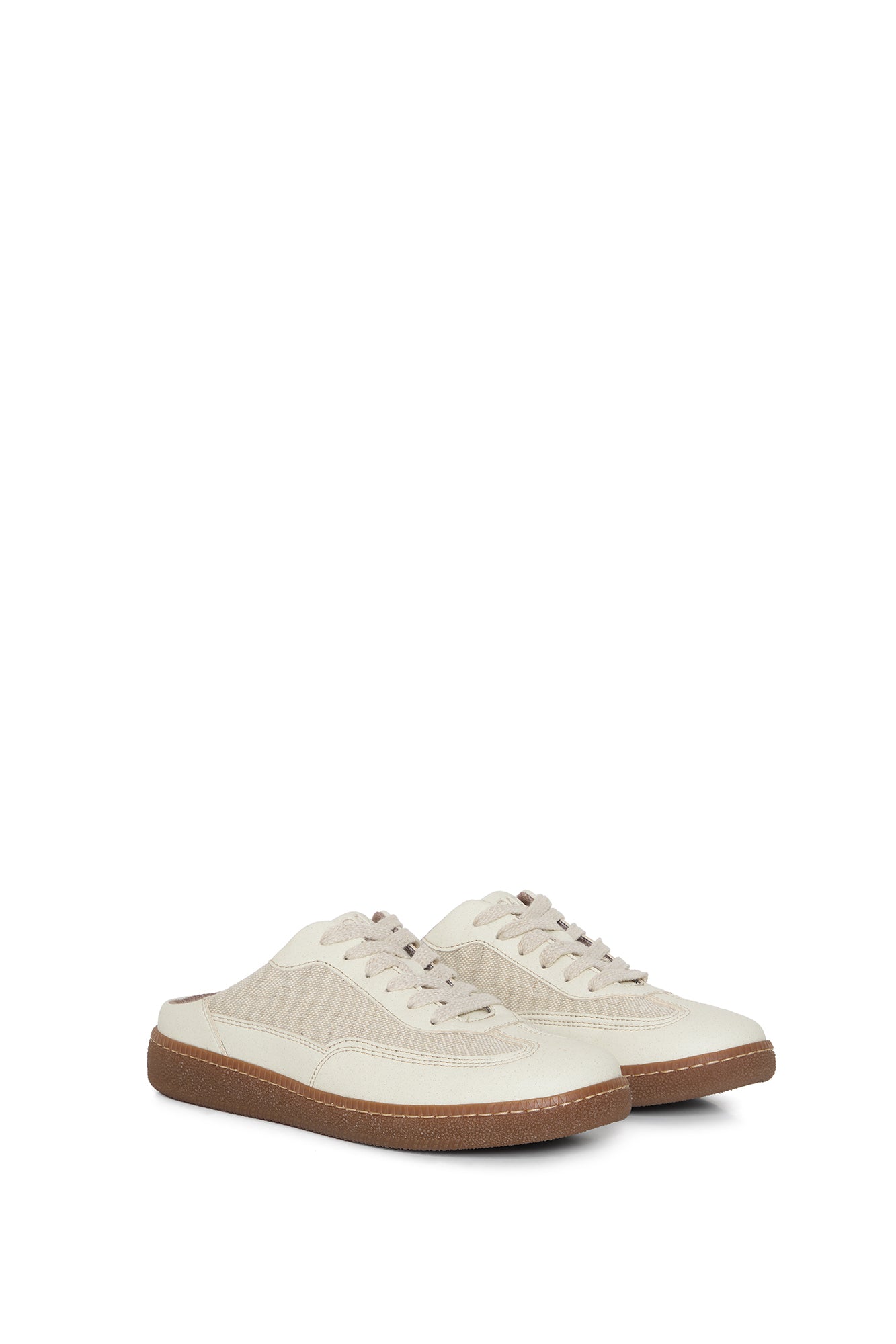 MULE HAZE – beige mule sneakers from apple leather and linen