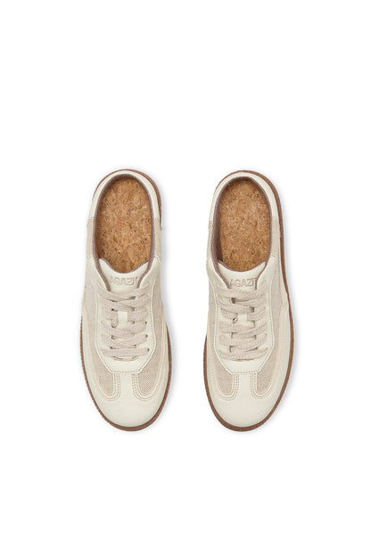 MULE HAZE – beige mule sneakers from apple leather and linen