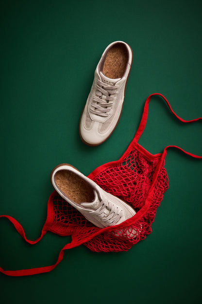 MULE HAZE – beige mule sneakers from apple leather and linen