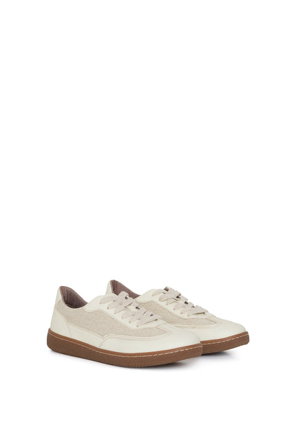 NOMAD SUN – beige sneakers from apple leather and linen