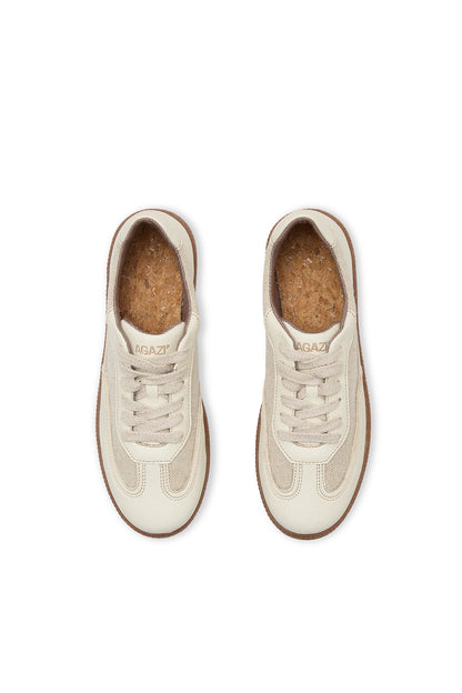 NOMAD SUN – beżowe sneakersy ze skóry jabłkowej i lnu - Vegan America