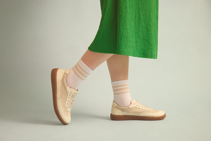 NOMAD SUN – beige sneakers from apple leather and linen