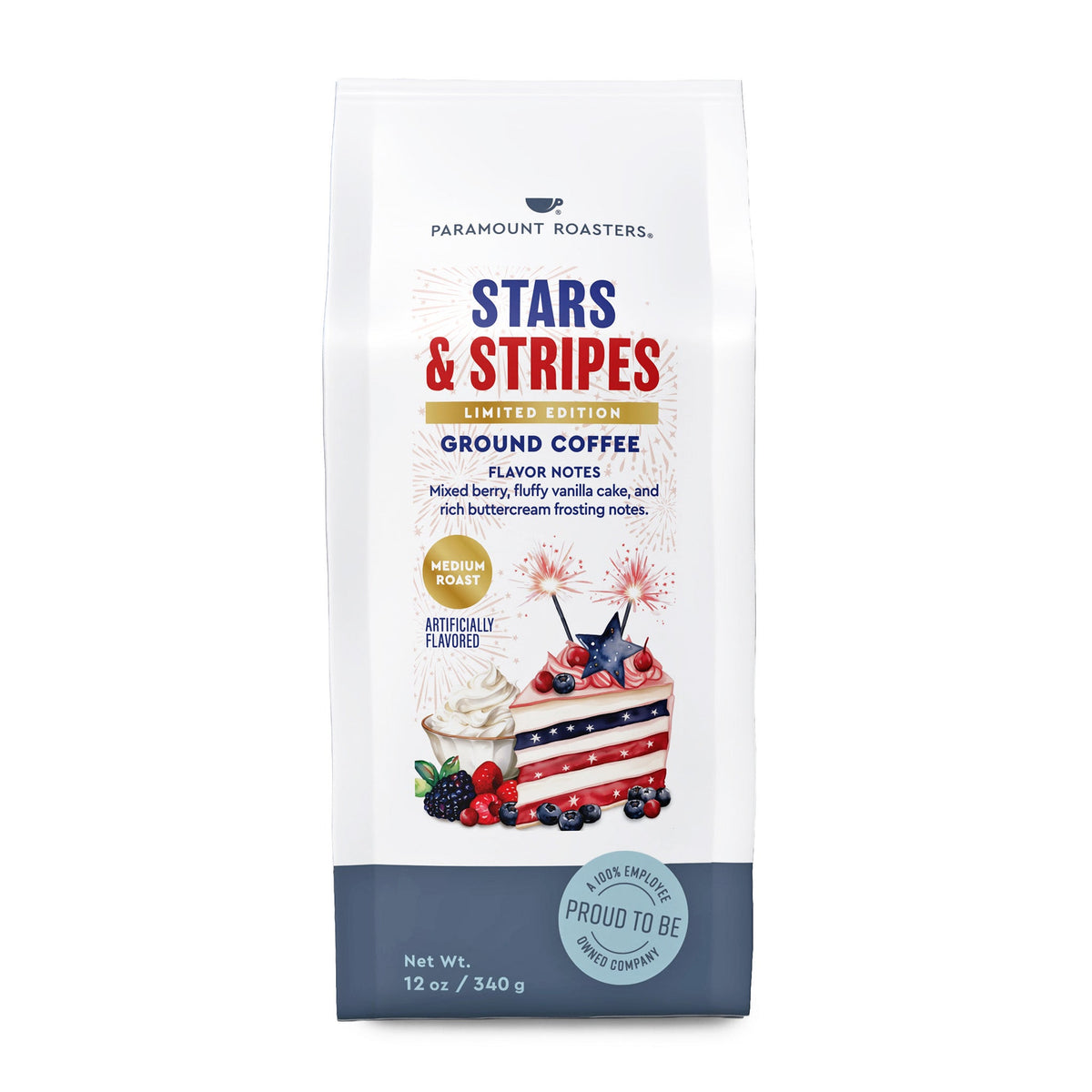 Stars & Stripes Birthday Cake Flavored 12oz Ground Coffee - Vegan America