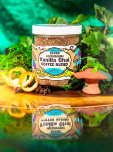 7 MUSHROOM VANILLA CHAI COFFEE • pre-ground mushroom infused coffee with chai flavor