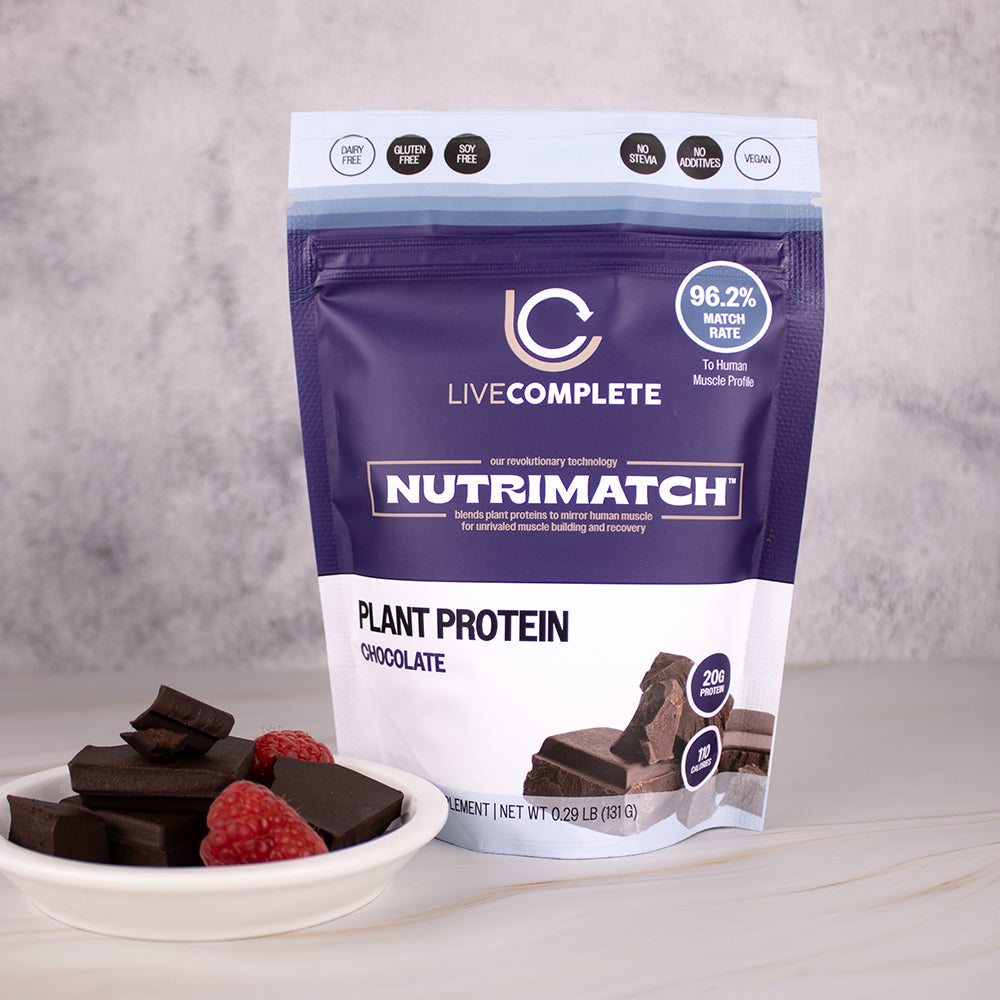 NutriMatch Plant Protein - Sport/Performance | Chocolate | 28g Clean Plant Protein with 96% Match Rate | No Stevia or Fake Sugars