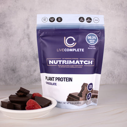 NutriMatch Plant Protein - Sport/Performance | Chocolate | 28g Clean Plant Protein with 96% Match Rate | No Stevia or Fake Sugars