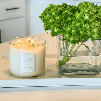 Sunday Reset Fresh Linen Natural 3 - Wick Candle - Vegan America