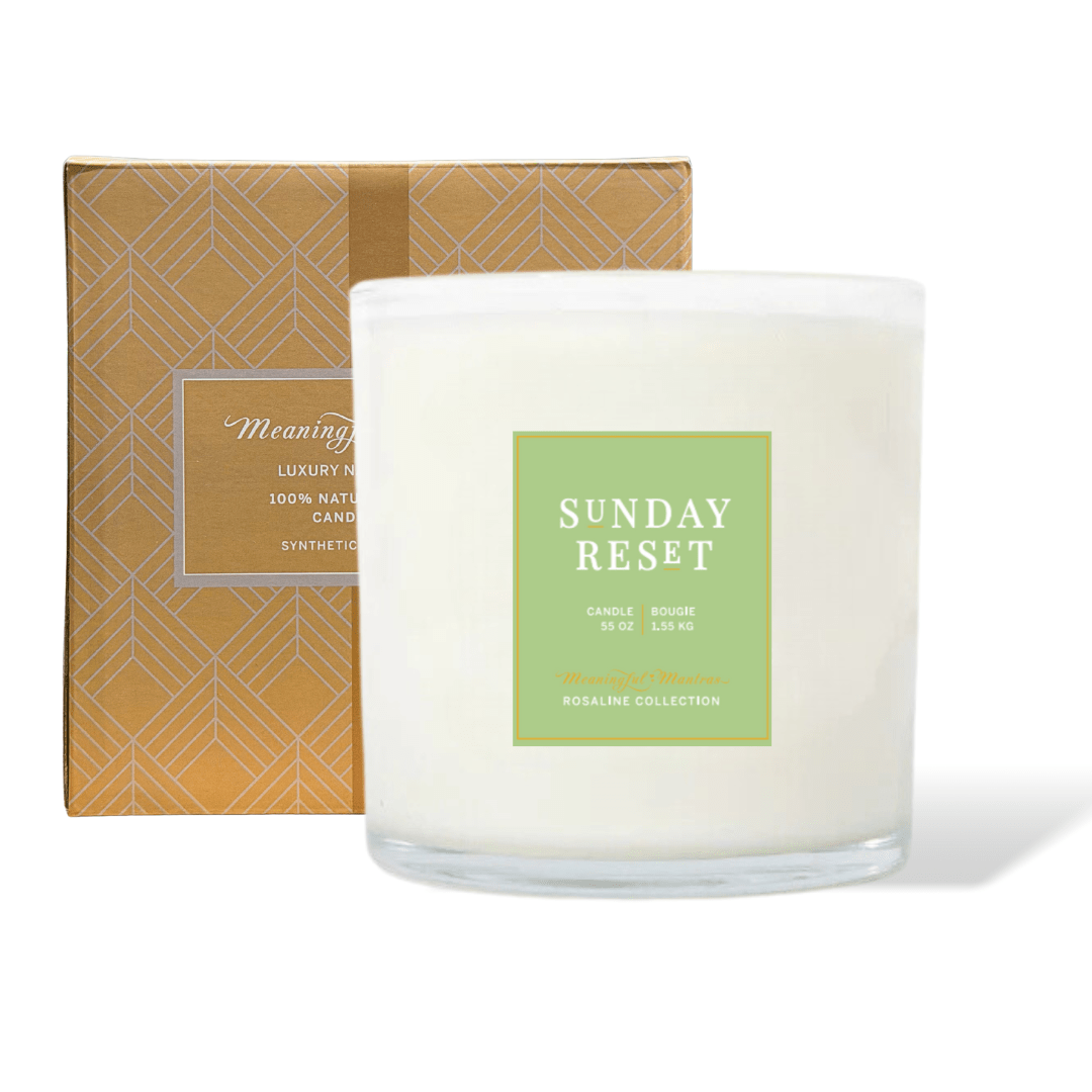 Sunday Reset Fresh Linen Natural Candle 55oz Rosaline Collection - Vegan America