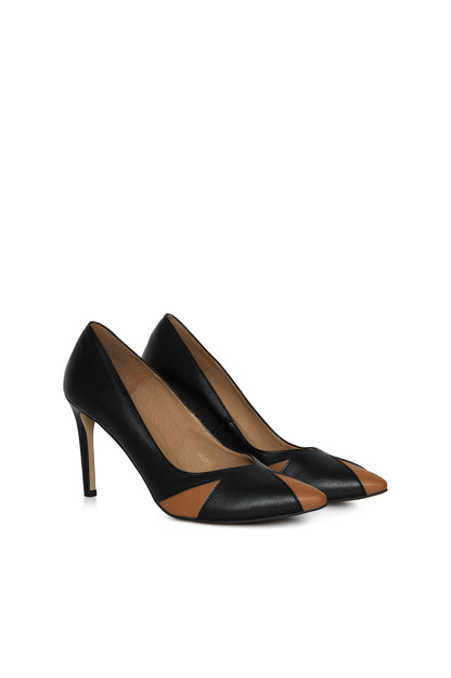 IVO black & caramel – vegan heels made from mushroom and corn & wheat leather