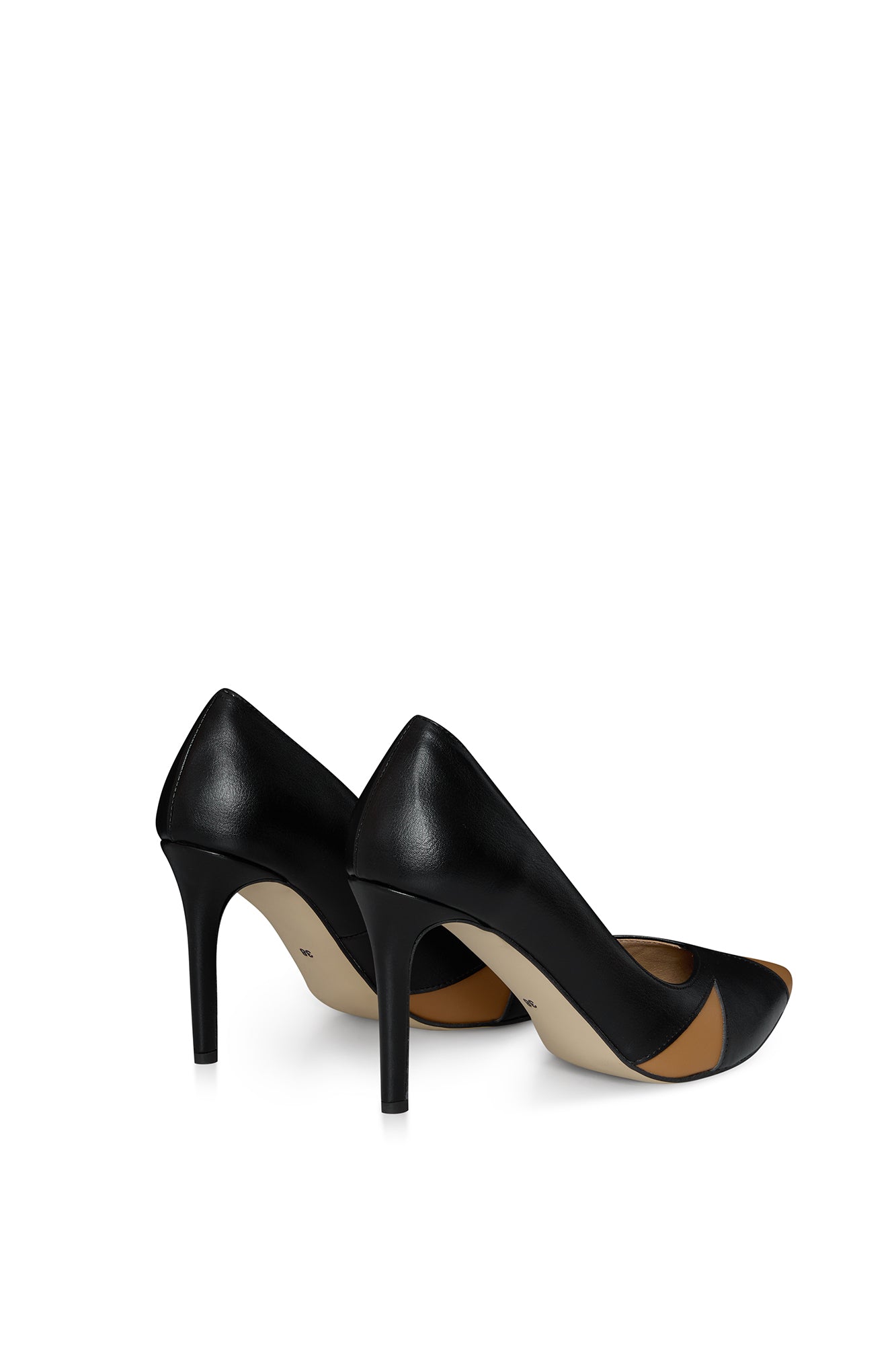 IVO black & caramel – vegan heels made from mushroom and corn & wheat leather
