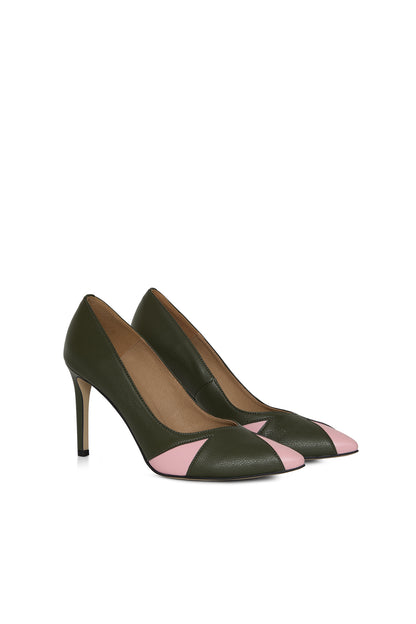 IVO green & pink – vegan heels made from apple and corn leather