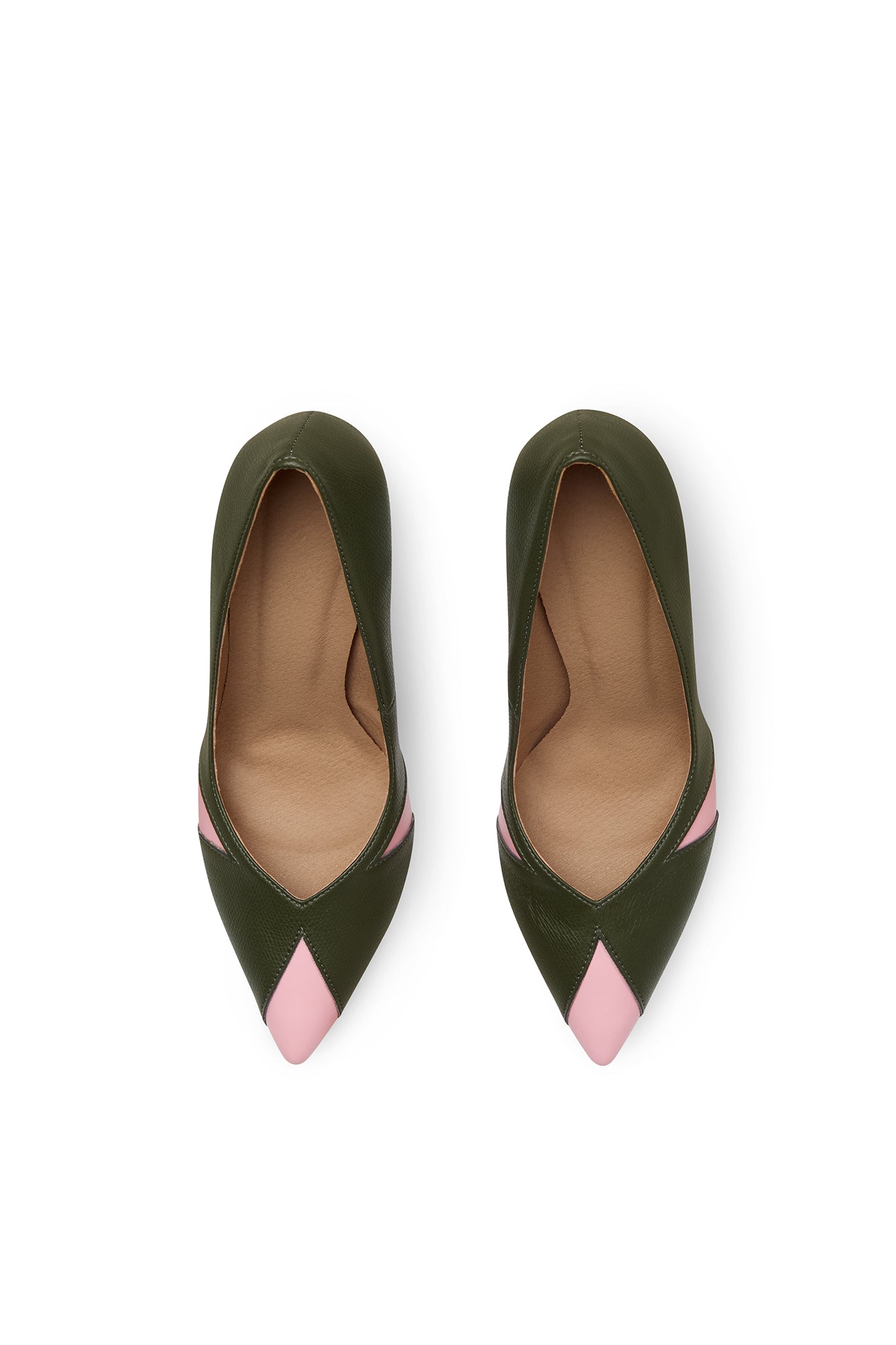 IVO green & pink – vegan heels made from apple and corn leather