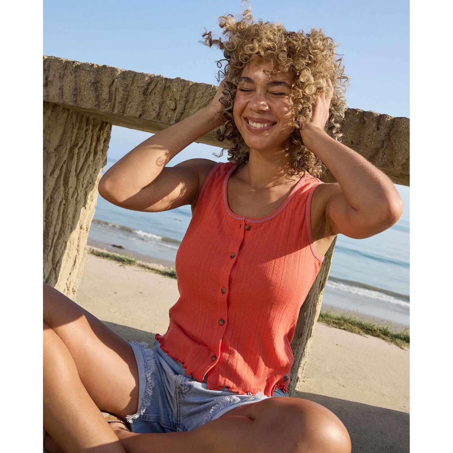 Foothill Pointelle Button Tank
