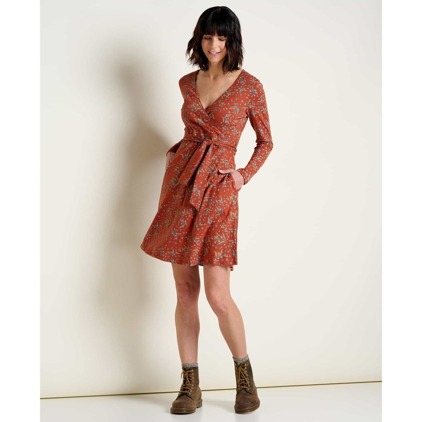 Cue Wrap Long Sleeve Dress