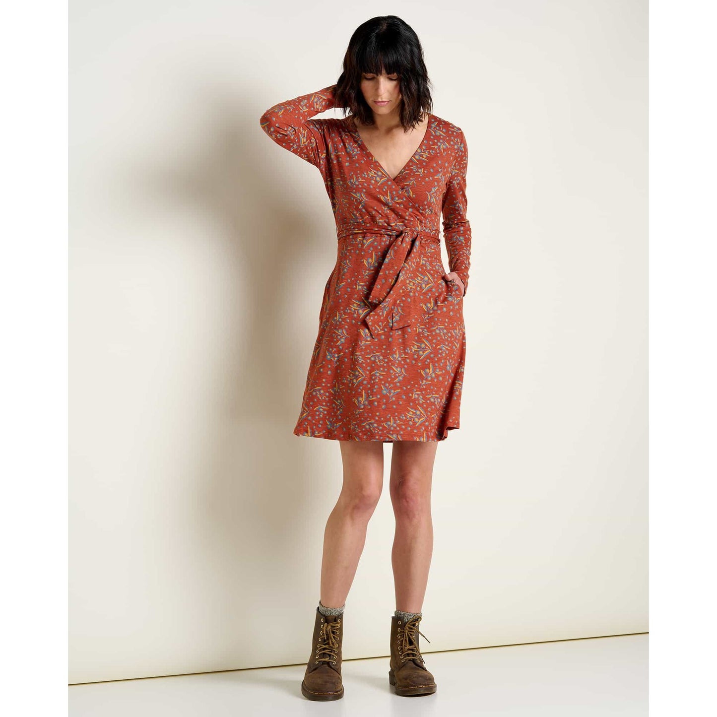 Cue Wrap Long Sleeve Dress