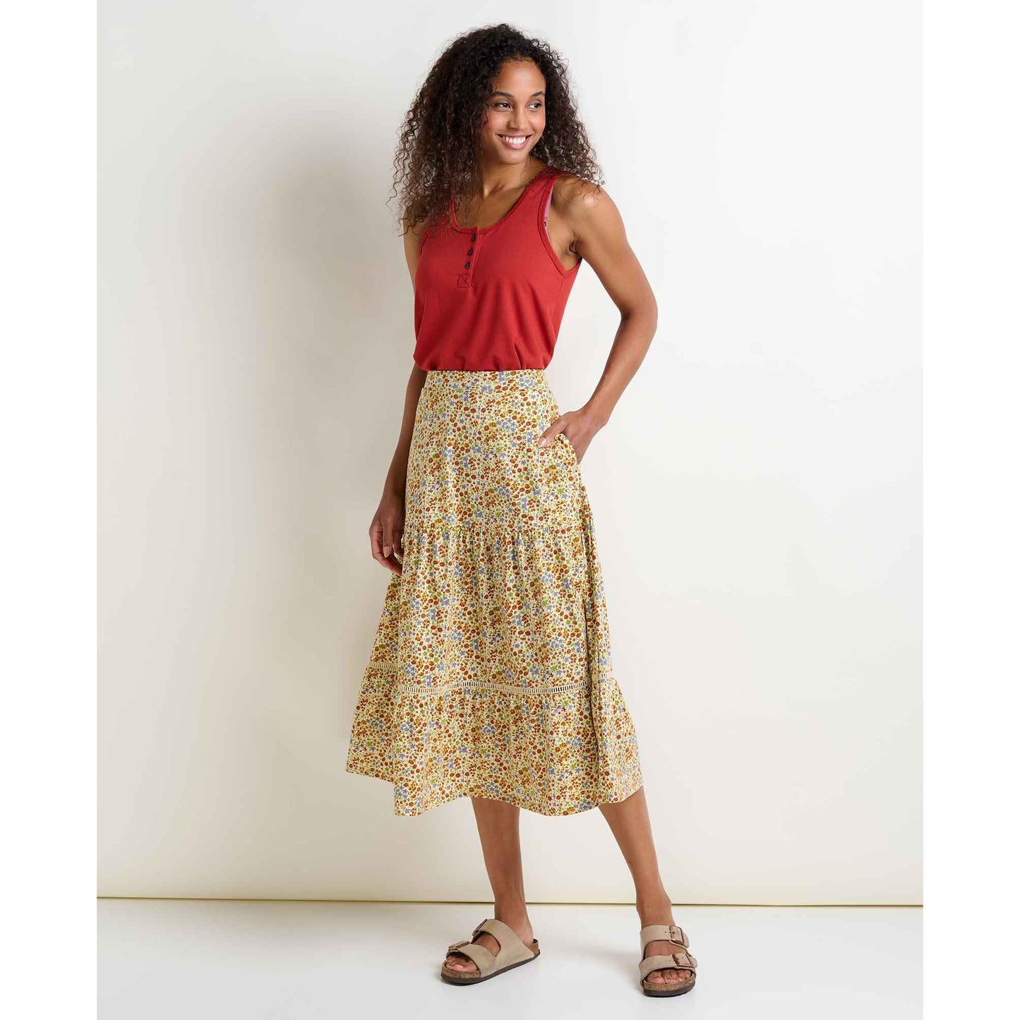 Marigold Tiered Midi Skirt