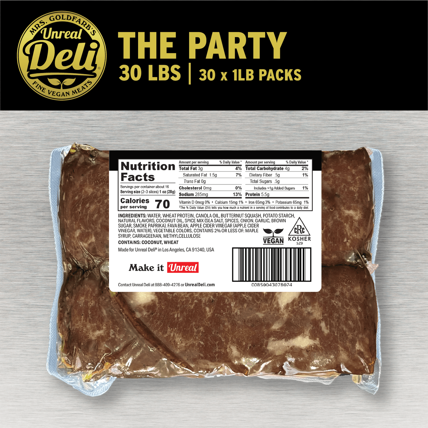 The Party Bacon - 30 lbs Sliced - Vegan America