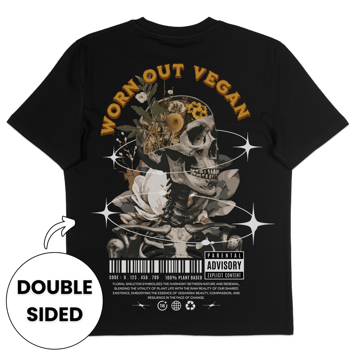 Floral Skeleton Streetwear T-Shirt - Vegan America