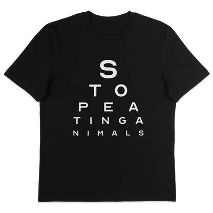 Stop Eating Animals Eye Exam T-Shirt - Vegan America