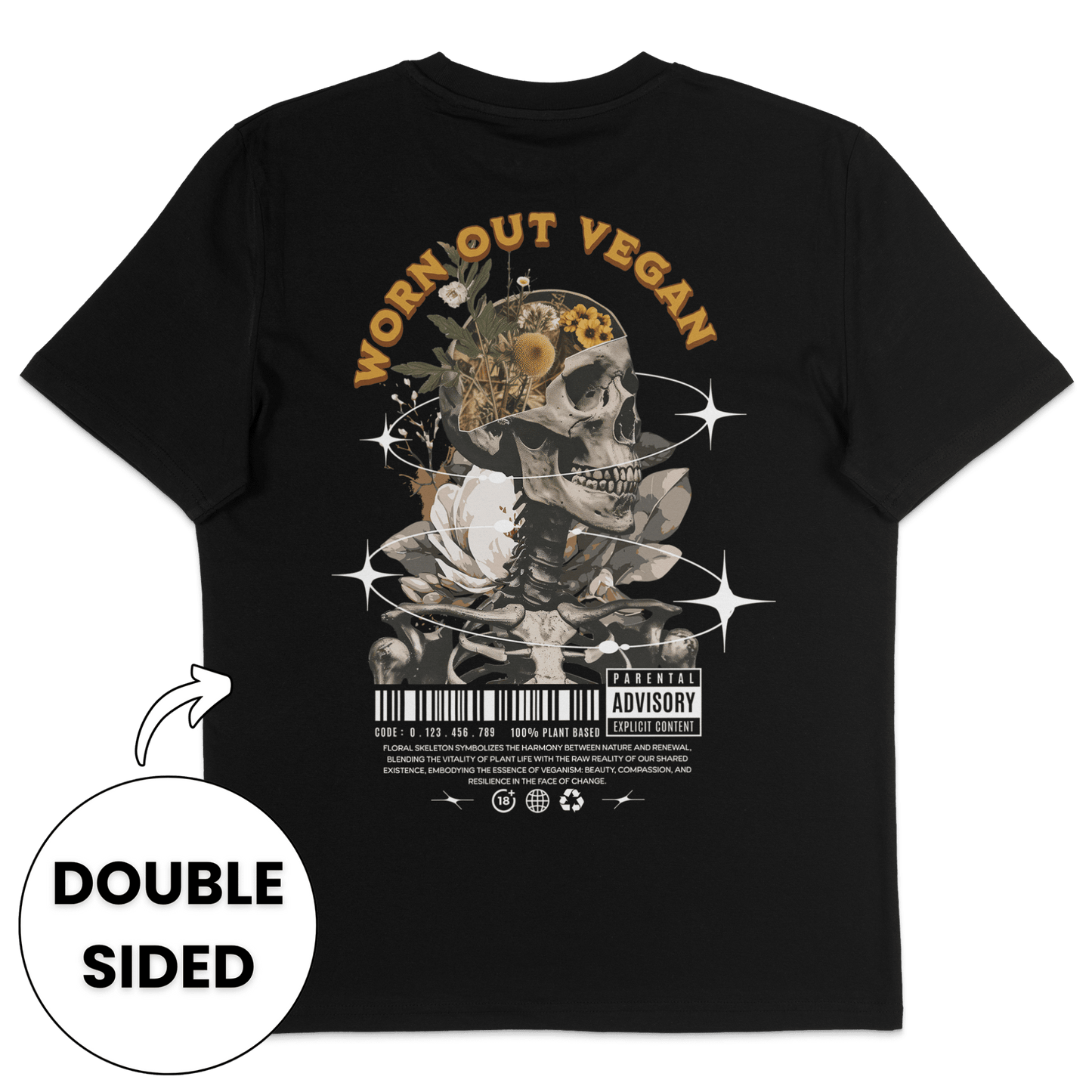 Floral Skeleton Streetwear T-Shirt - Vegan America