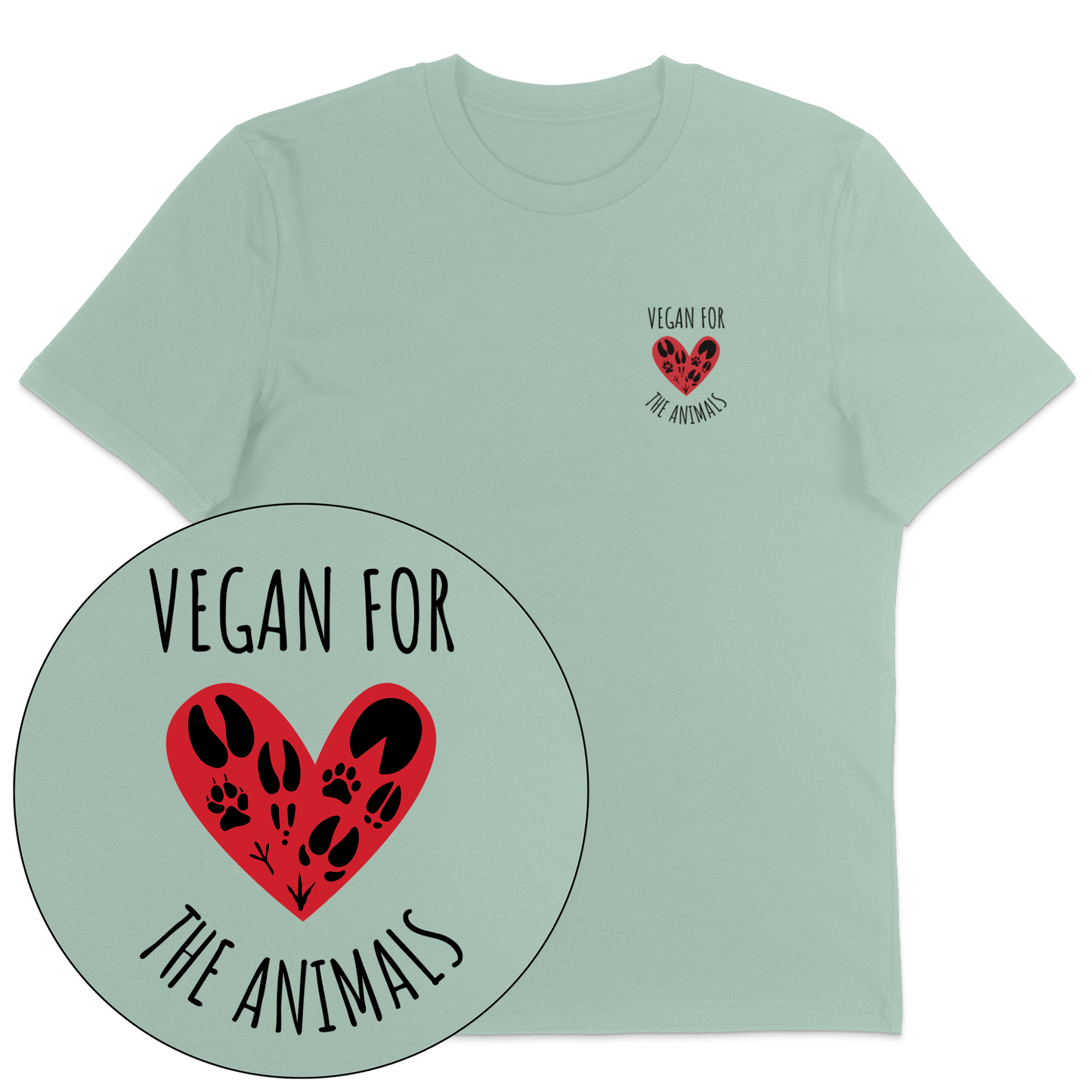 Vegan For The Animals Heart T-Shirt - Vegan America