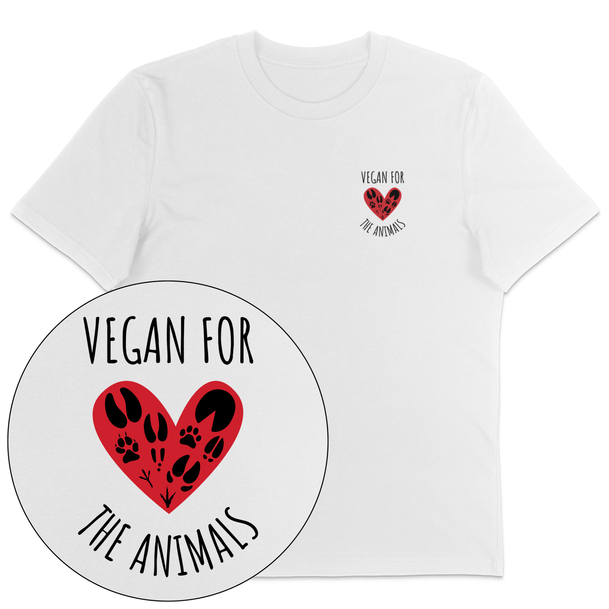 Vegan For The Animals Heart T-Shirt - Vegan America