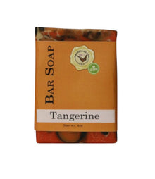 Tangerine Bar Soap shown with an orange label