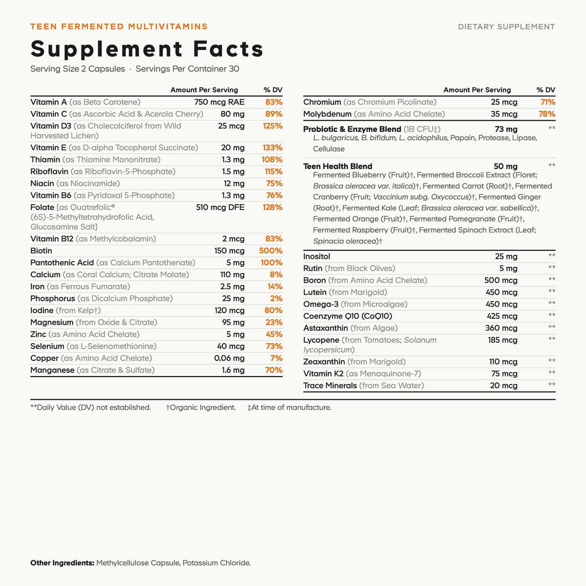 Teen’s Daily Multivitamin+ - Vegan America