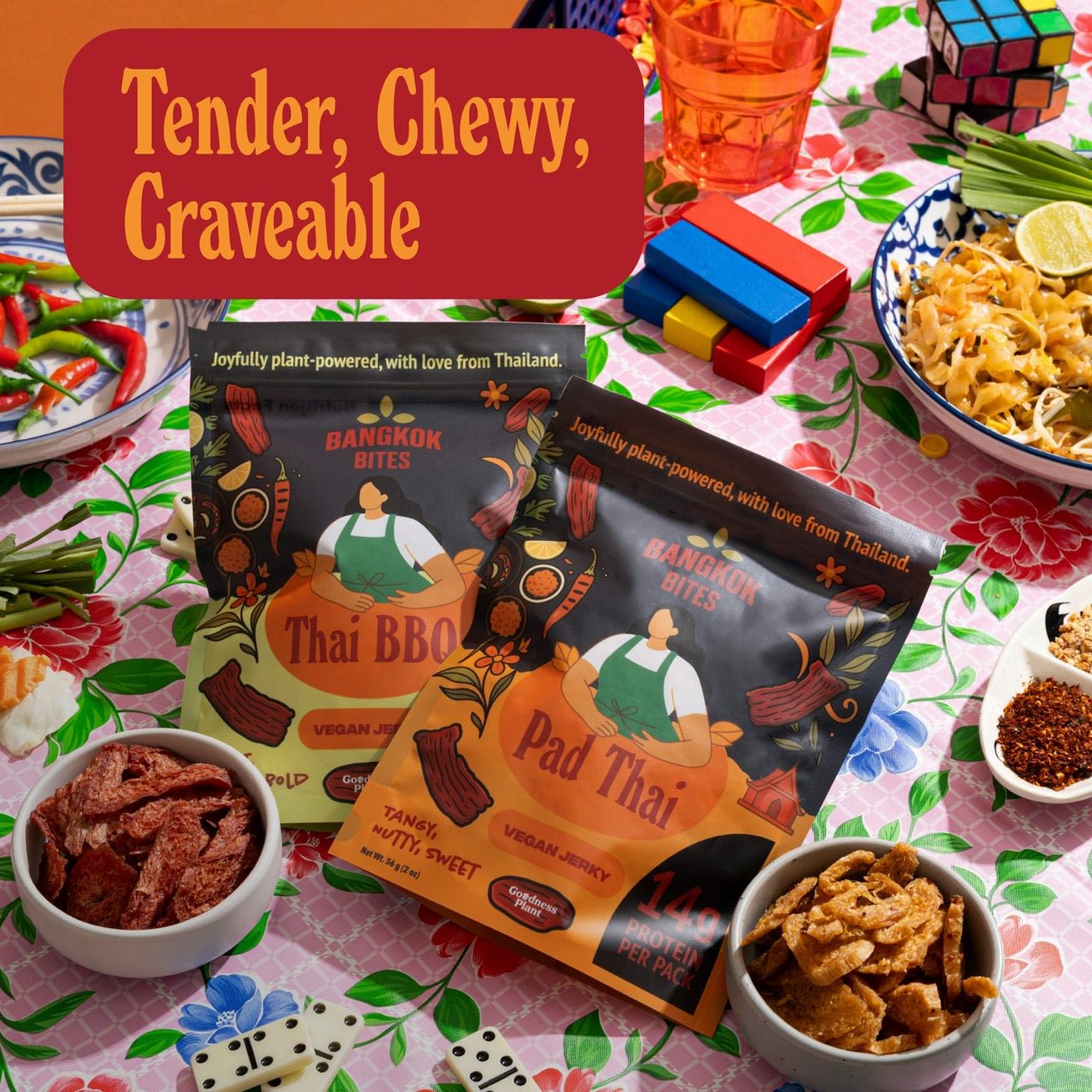 Bangkok Bites Jerky, Thai BBQ - Vegan America