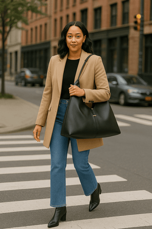 (Pre - order) Triangle Hobo Bag, Black - Vegan America