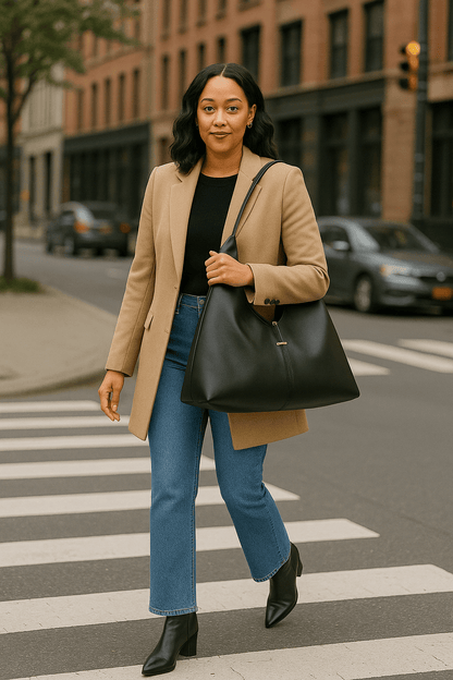 (Pre - order) Triangle Hobo Bag, Black - Vegan America