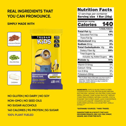 NEW! TRUBAR KiDS Minions - Banana Bread Bar - Vegan America