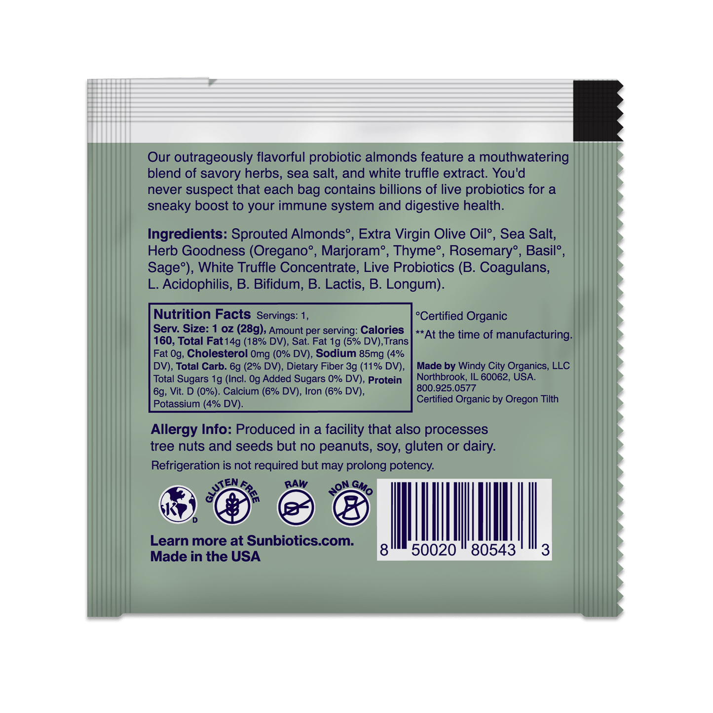 Activated Almonds - Infused with Probiotics - Truffle & Herb - Vegan America