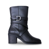 Women's Vegan Mid-Calf Heeled Boots Tulai Black - Vegan America