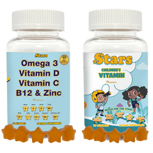 Parents & Kids Bundle: Stars Multivitamin Gummies for Adults & Kids with Omega 3