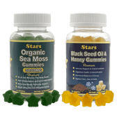 Ultimate Wellness: Organic Sea Moss Gummies & Black Seed Oil Honey Gummies, Immune, Digestive, Skin & Joint Support, Packed with Superfoods, Antioxidants & Vitamins for Men & Women, 120 count - Vegan America