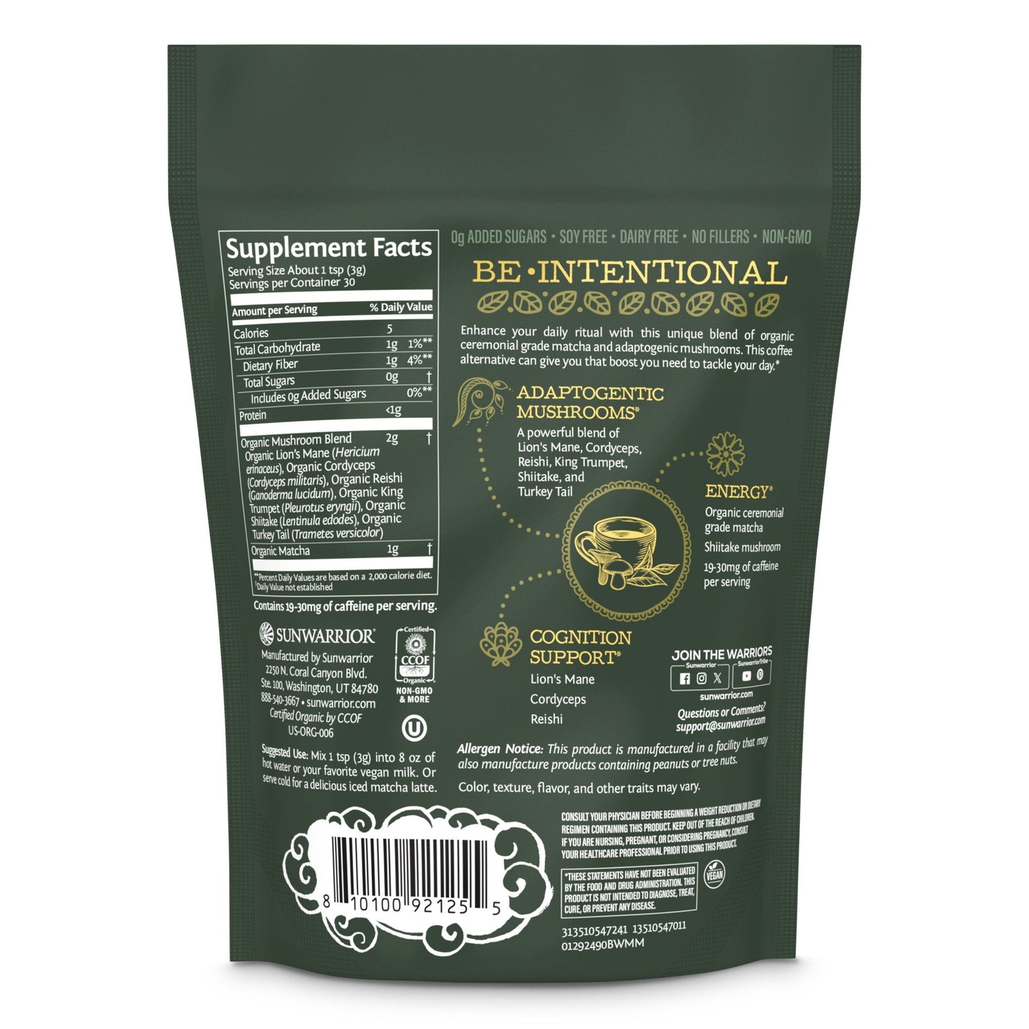 Be•Well Organic Matcha and Mushroom Powder