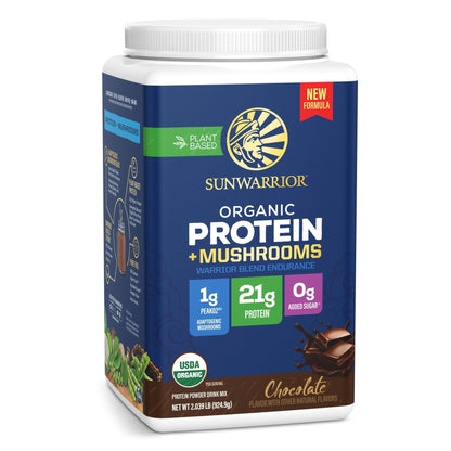 Organic Protein for Endurance with Adaptogenic Mushrooms - Warrior Blend Chocolate