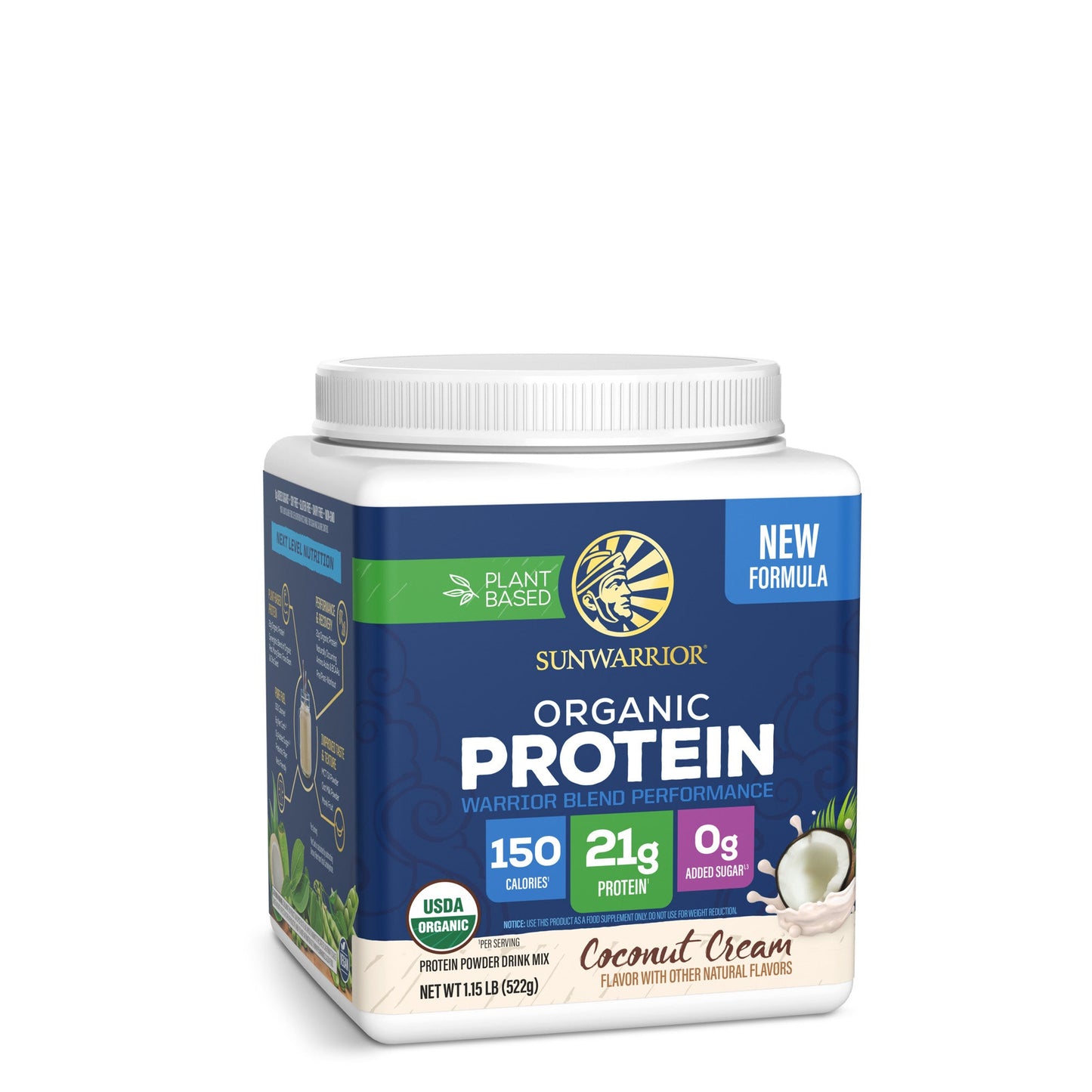 Organic Protein for Performance with BCAAs - Warrior Blend Coconut Cream Plant-based Protein Sunwarrior 14 Servings