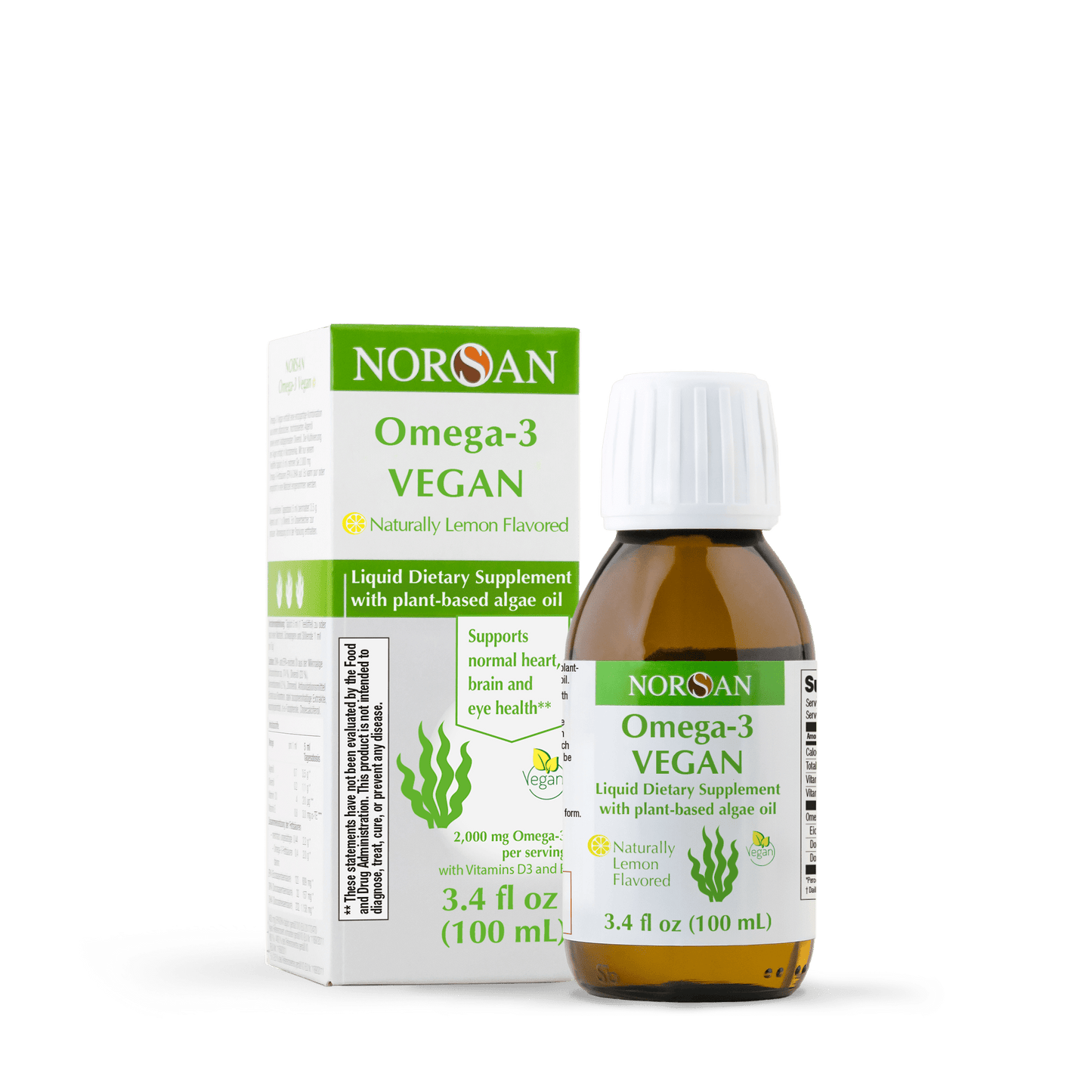 NORSAN OMEGA - 3 VEGAN: Naturally Lemon Flavored - 3.4 fl oz (100 ml) - Vegan America