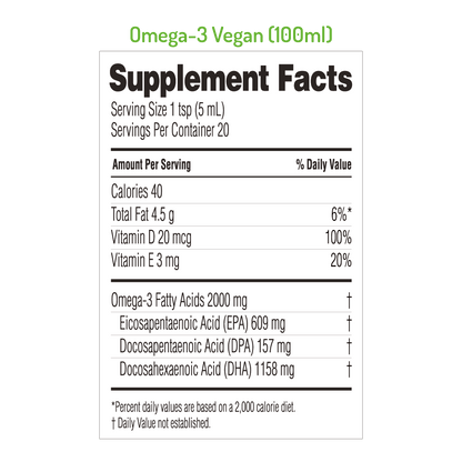 NORSAN OMEGA - 3 VEGAN: Naturally Lemon Flavored - 3.4 fl oz (100 ml) - Vegan America