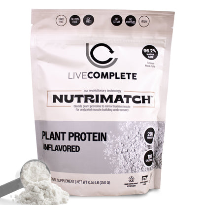 LiveComplete NutriMatch™ Plant Protein | Unflavored | 10 Servings | 20g Clean Plant Protein Powder with 96% Match Rate