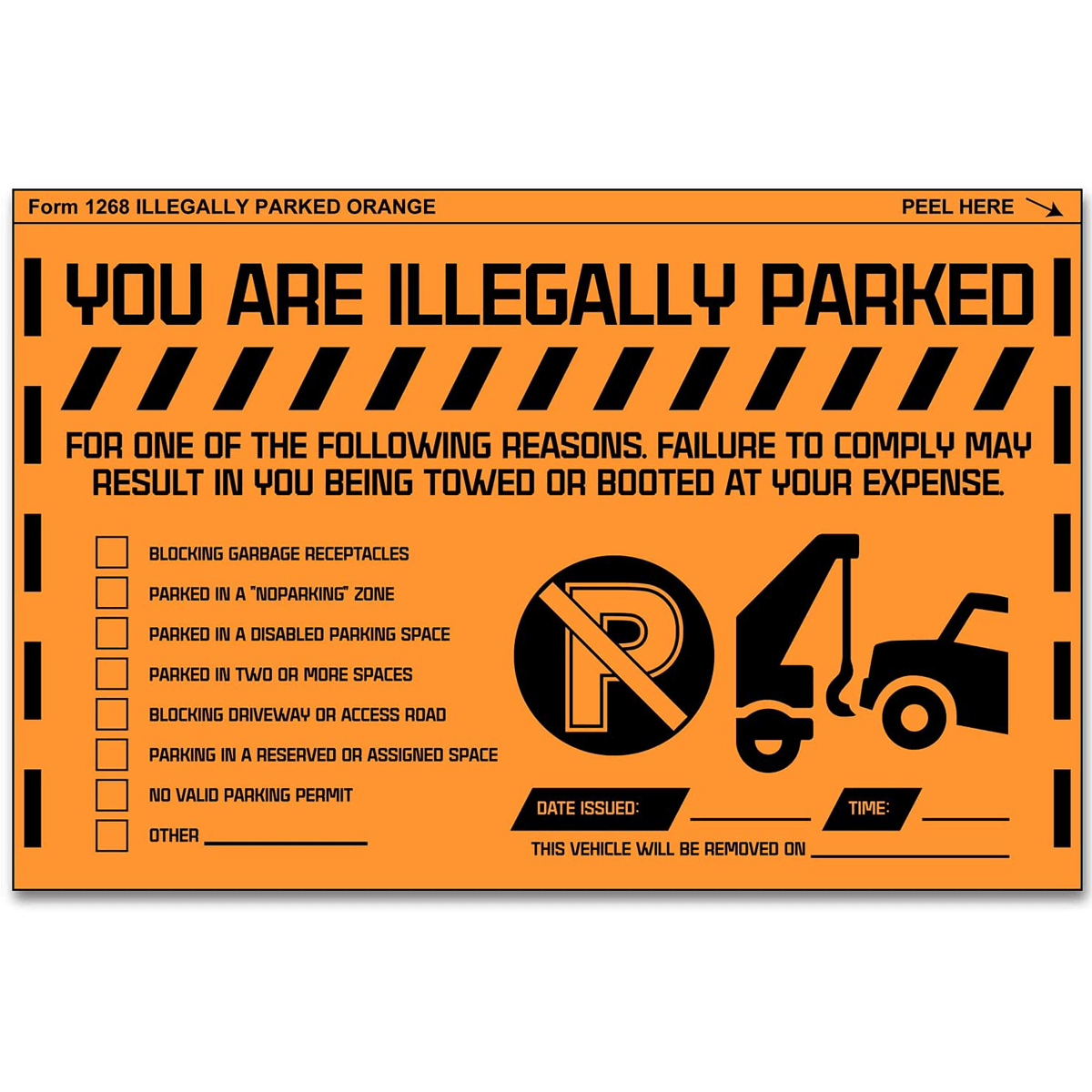"Multi - Reason" Orange Very Hard to Remove Parking Stickers - Vegan America
