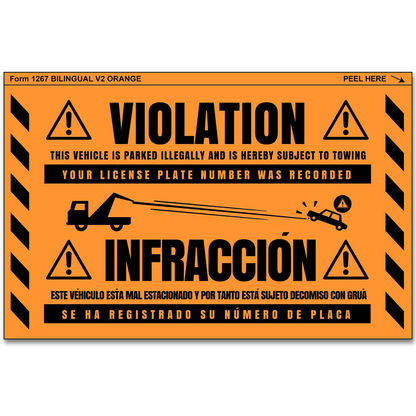 "Violation" Orange Very Hard to Remove Parking Stickers - Vegan America