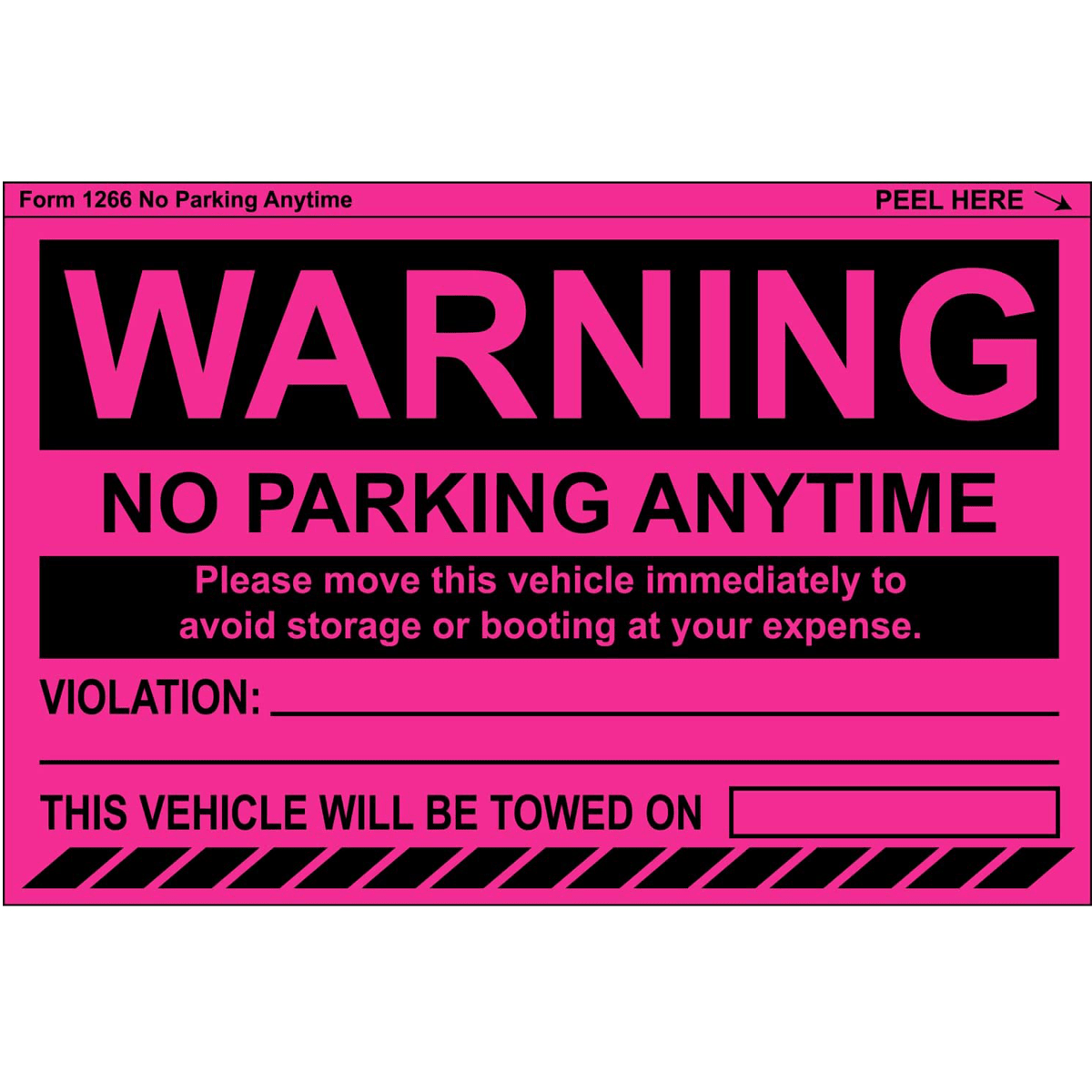 "No Parking Any Time" Pink Very Hard to Remove Parking Stickers - Vegan America