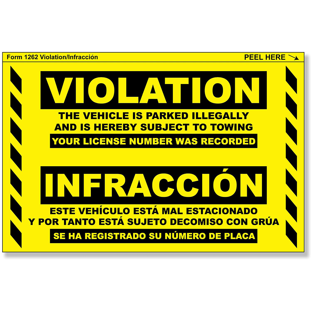 "Bilingual Spanish Violation" Yellow Very Hard to Remove Parking Stickers - Vegan America