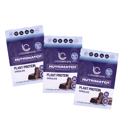 LiveComplete NutriMatch™ Plant Protein | Trial Pack | 3 Single Servings | Clean Plant Protein Powder with 96% Match Rate