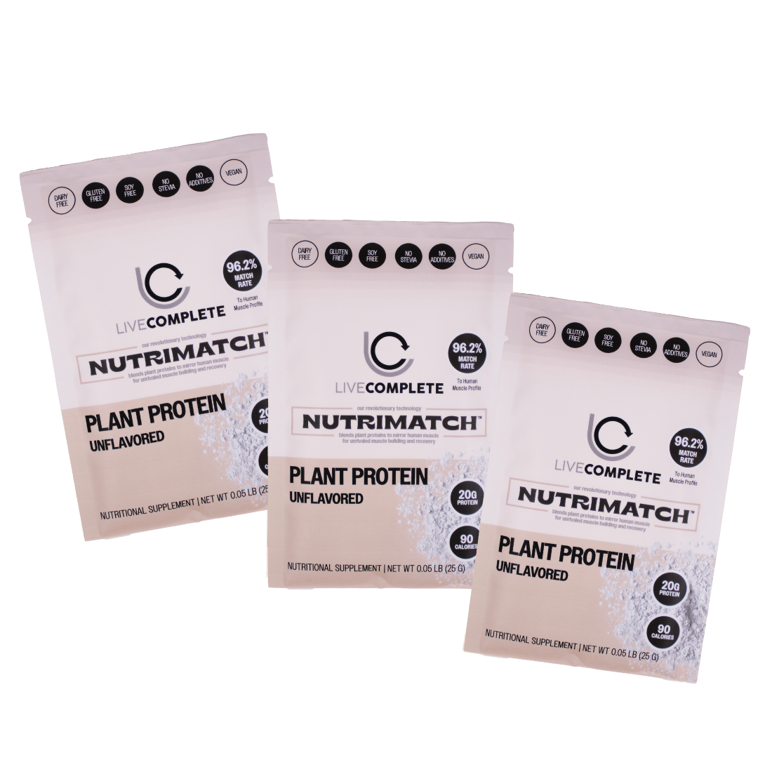 LiveComplete NutriMatch™ Plant Protein | Trial Pack | 3 Single Servings | Clean Plant Protein Powder with 96% Match Rate