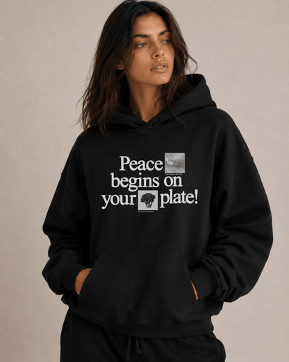 Peace Begins On Your Plate Hoodie - Vegan America